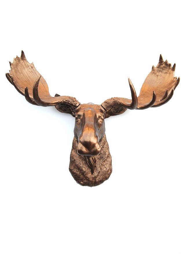 White Faux Taxidermy - Faux Moose Head - The Cola - Bronze Resin Moose Head- Moose Resin Bronze Faux Taxidermy- Chic & Trendy