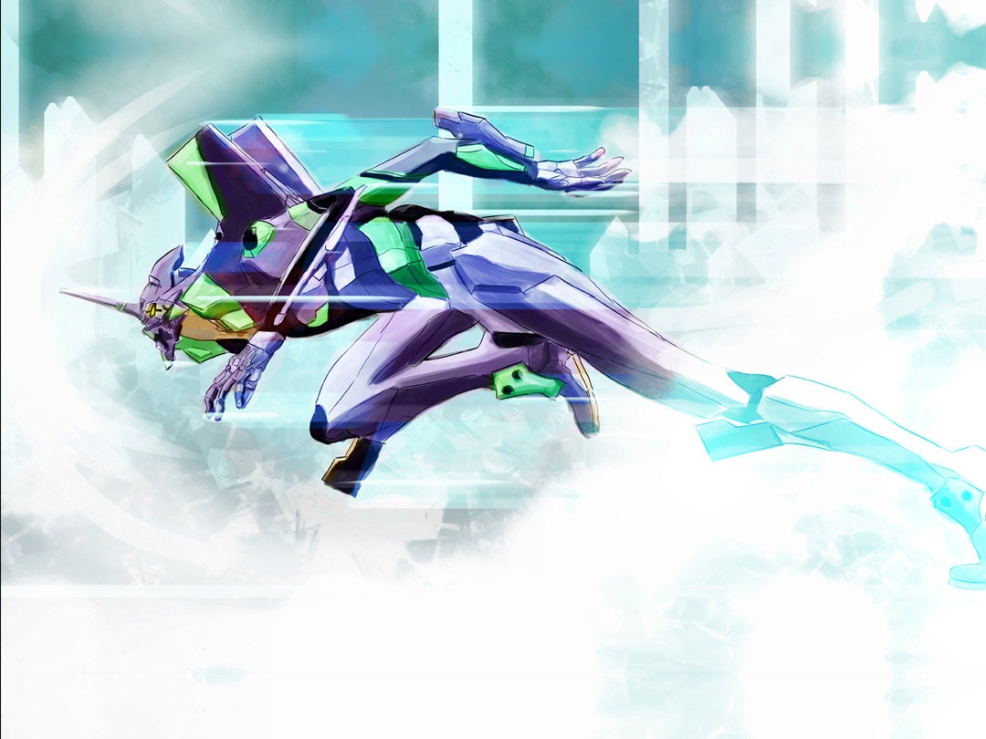 Rebuild of Evangelion Anime Unit 01  signed museum quality giclée fine art print 16" x 20"