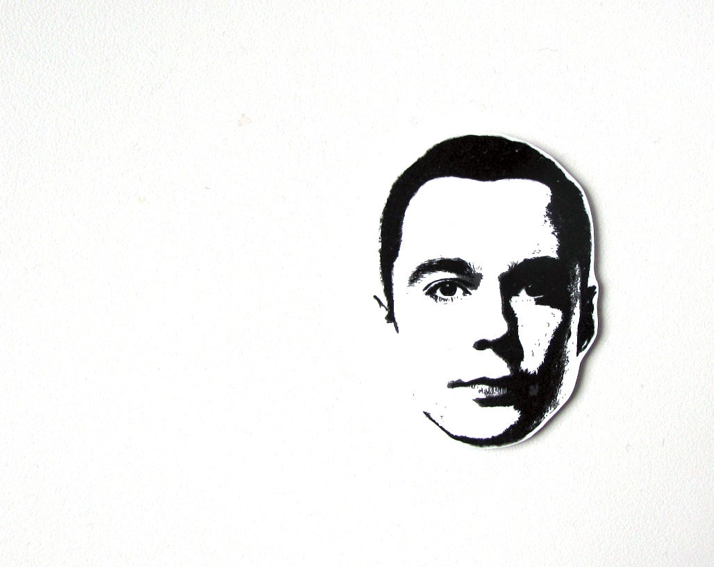 Sheldon Cooper brooch big bang theory handmade shrinking plastic jewelry Jim Parsons pin black and white physicist nerd geekery