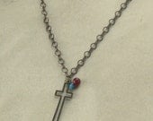 Boho Modern Cross Pendant Antique Bronze Christian Necklace Red Turquoise Bohemian Fashion Hippie Jewelry Free Shipping Teen Girl Gift