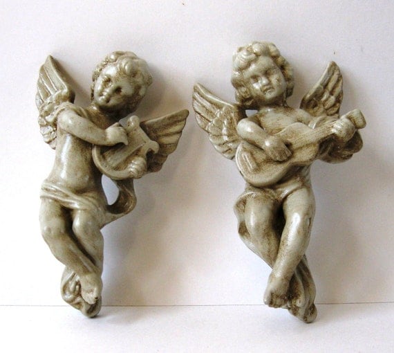 Ceramic Cherubs Collectibles for the Home Set of Two  SHIPPING INCLUDED