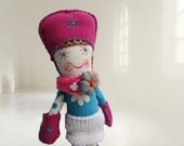 Plush Doll, Christmas Doll, Woodland Doll, Fabric Doll, handmade doll, holiday stuffed doll for girl - thedollsuniqe