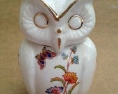 Porcelain owl trinket box - vintage bone china, made in Taiwan, Ardalt - beautiful vintage collectible