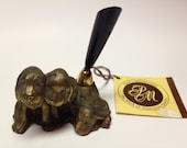 Vintage brass dog ink well - PM Craftsman 3 brass dogs ink well - pen holder, great hand crafted vintage piece