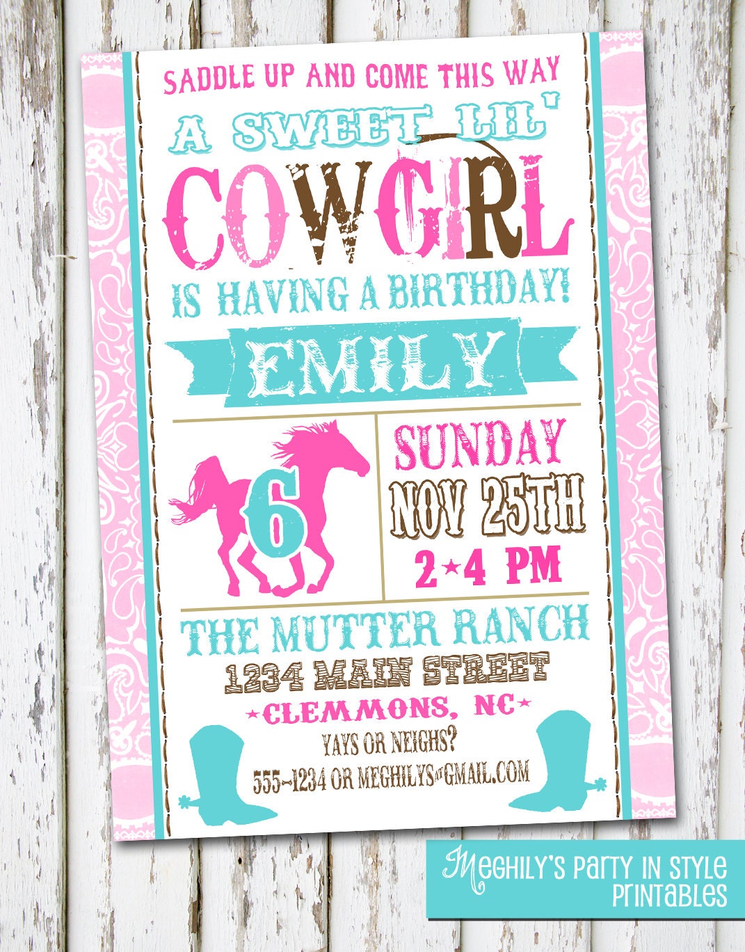 Western Cowgirl Birthday Invitation Il_570xn