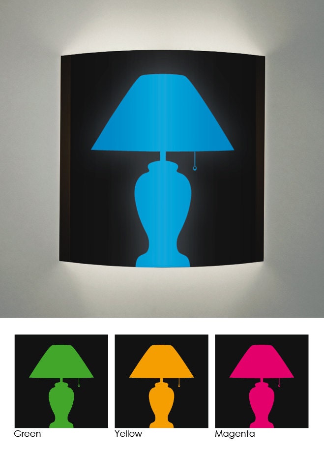 Wall sconce - Lamp silhouette design in various colors, fun wall art, mood lighting.