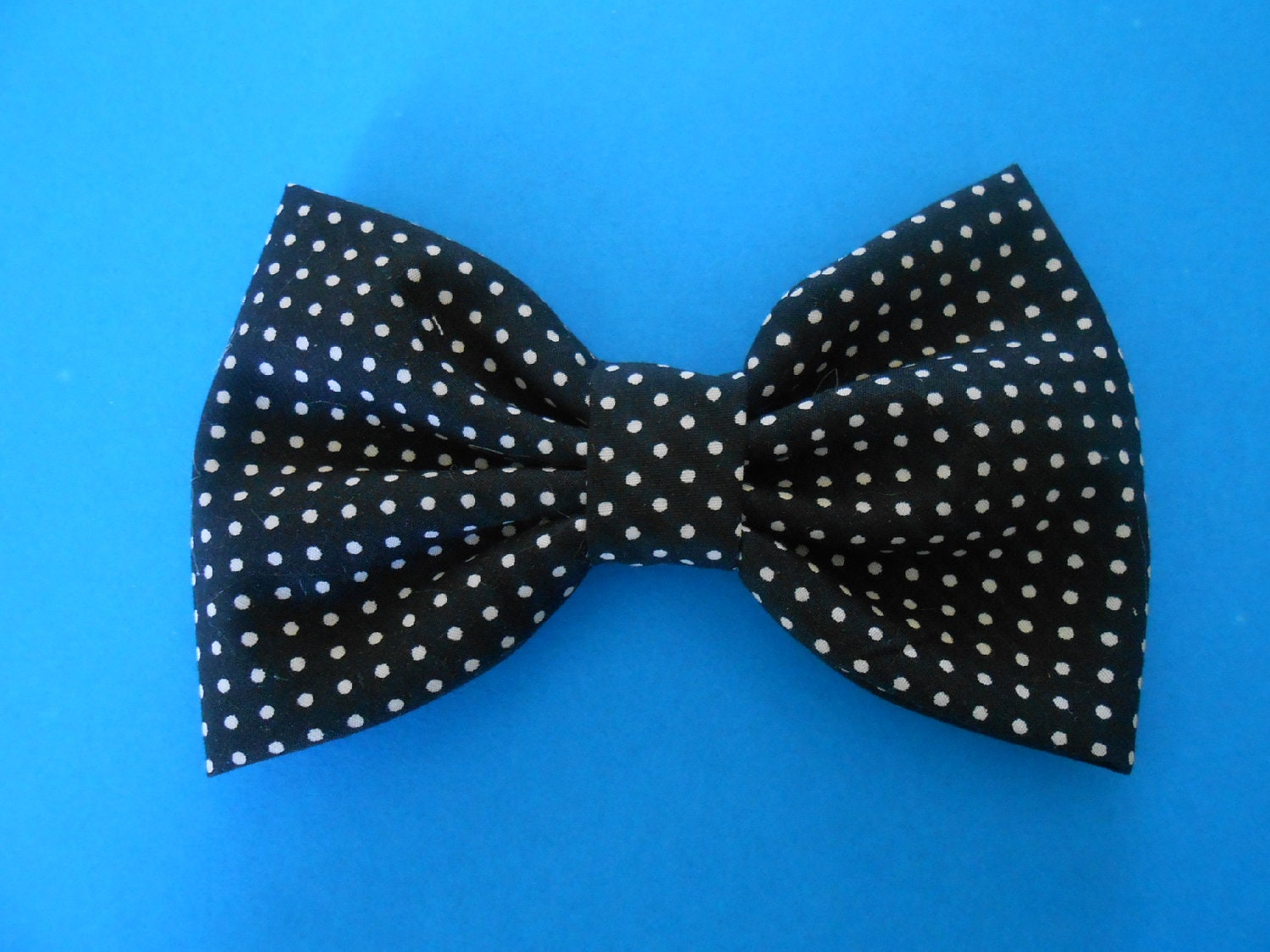Black White Small Polka Dot Hair Bow, Girl Hair Bow