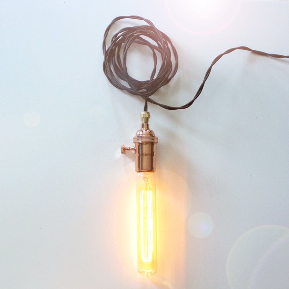 Edison Style Light, Pendulum Pendant in Rose Gold