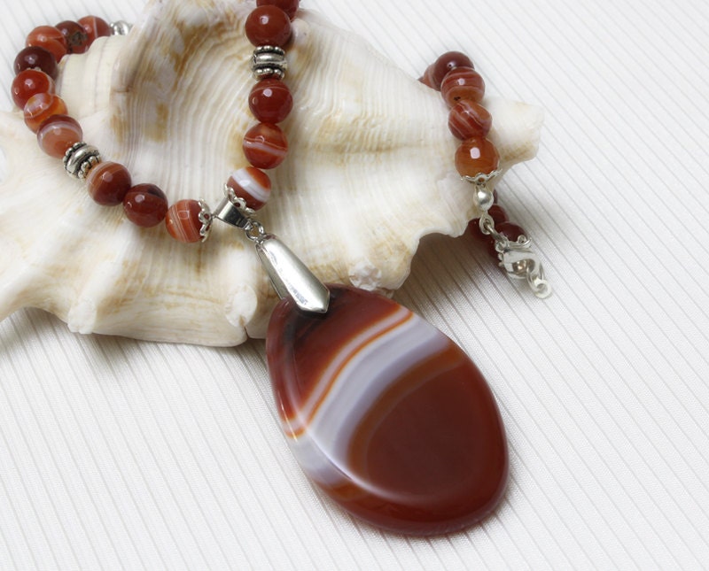 Fire Agate Necklace Gemstone Jewelry
