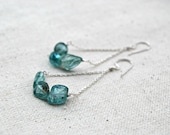 sway... apatite dangle earrings / sea blue apatite & sterling silver chain earrings