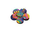 Psychedelic Print Flower Brooch in Vibrant Hues