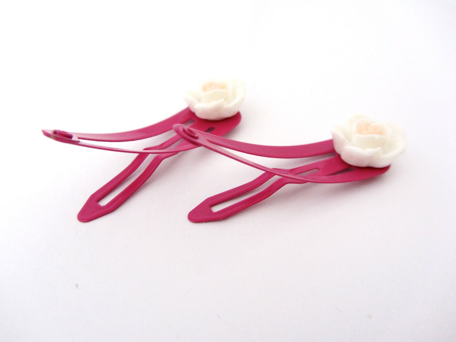 Flower Barrette, White Flower, Pink Barrette, Gift for Her