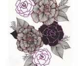Floral Abstract Line Drawing 8x10" Print Unframed