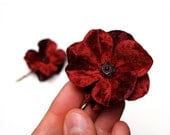 Garnet Hair Clips, Velvet Flower Bobby Pins, Cranberry Vintage Glass Button Hair Pins, January Birthday - "Once upon a Kiss" - ChatterBlossom Garnet Hair Clips, Velvet Flower Bobby Pins, Cranberry Vintage Glass Button Hair Pins, January Birthday - "Once upon a Kiss" - ChatterBlossom