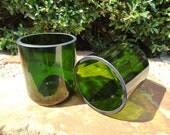 Solid Green Glasses made from Recycled Champagne Bottles Set of 2