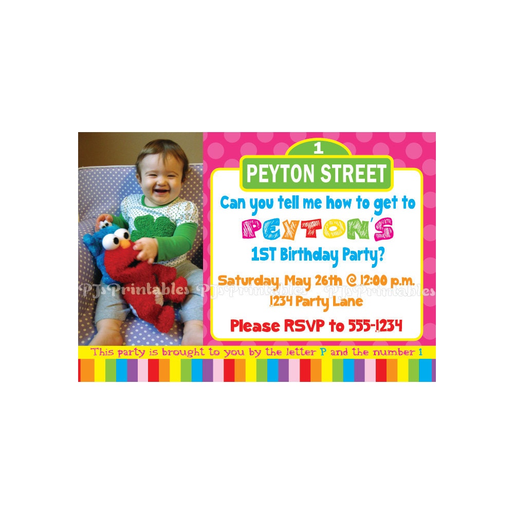 Sesame Street Birthday Invitation - Custom Digital File Il_570xn