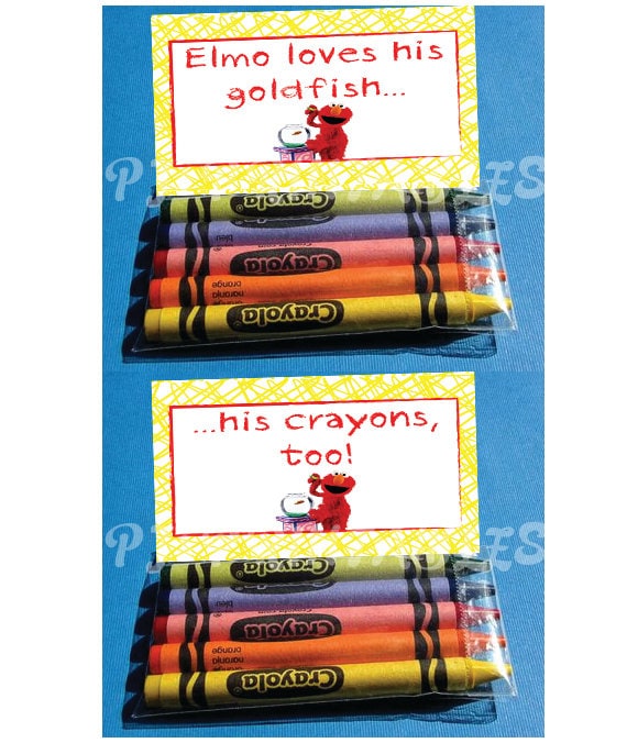 Elmo's World Goldfish & Crayons Favor Bag Fold Over signs- Customized Digital File Il_570xn