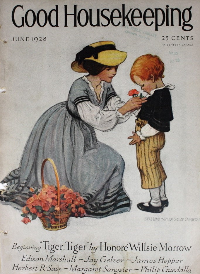 Vintage Magazine Cover Illustration / 1920s Good Housekeeping / Mother and Son / Mother's Day / Wall Art / Home Decor / Art Print
