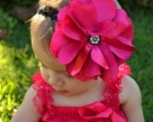 hot pink handmade headband - baby headband - childrens headband - girls - hair - accessories - bow - gifts - photo props - newborn - infant