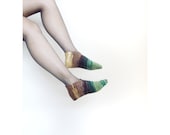Women knit slippers - green and brown socks - size EU 37 - 38  / US 7 - 7,5 - alexmalexdesigns