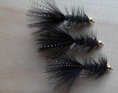 Fishing Flies, Bead Head Wooly Bugger, Black, 3 Fly Selection