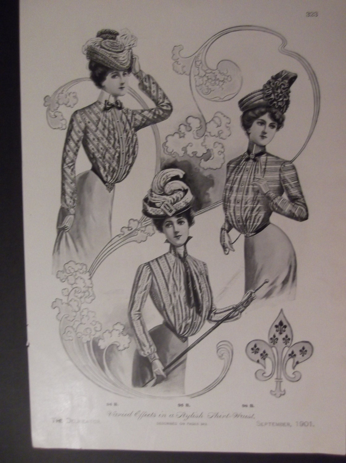 1901 STYLISH SHIRT WAIST The Delineator Original Pattern Advertisement Victorian Dresses Edwardian Vintage Fashion Prints Ready To Frame