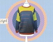 Irregular stripes contrast jumper  // Hand machine knit // For her // For her