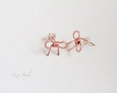 Bow Earrings Copper Metal Jewelry Wire Stud Ear Rings