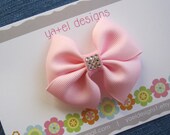 Pink Baby Hair Bow -Baby Hair Accessories-Pink and Rhinestones - Baby Hair Clips - Girl Alligator Clip - Newborn Headband