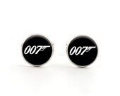 James Bond Cufflinks - James Bond 007 Jewelry - Mens Cufflinks - Spy Accessories for Men - Silver Cufflinks - Gift Bag Included