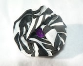 Children's Hair Clip - Zebra Print Hair Flower Barrette