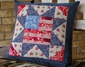 quilted americana pillow cover, decorative pillow cover
