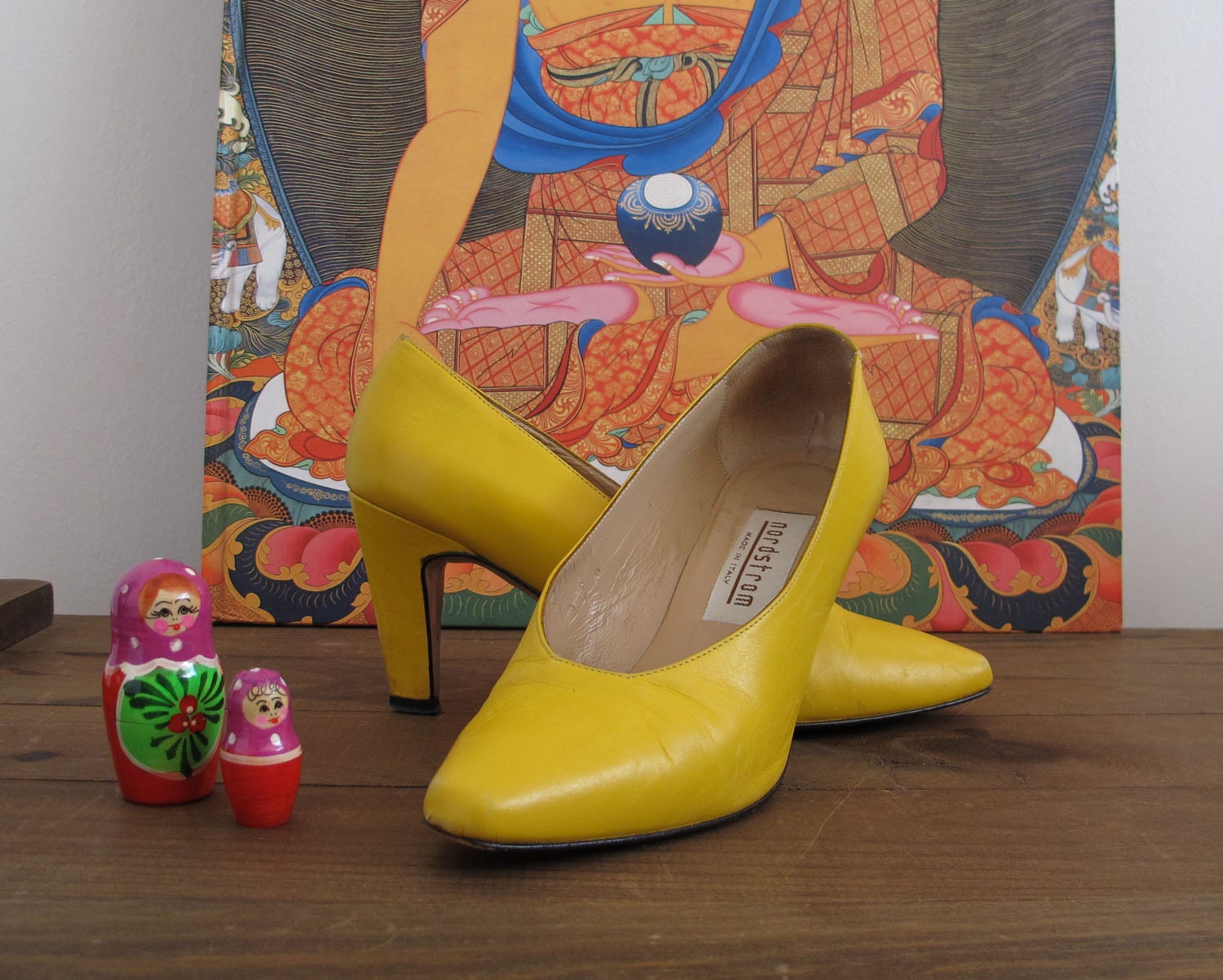 1980's Yellow Italian Leather Pumps // Size 6 // by Nordstrom