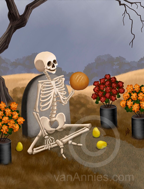 Pan de Muerto - Day of the Dead Skeleton With Bread Fine Art Print