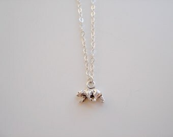 Polar Bear - Tiny Sterling Silver Polar Bear Necklace by Emeline Darling