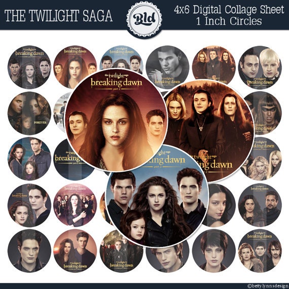 Twilight Saga Breaking Dawn Part 2, 30 Bottle Cap Images - 1 Inch Circles for Round Bottle Caps, Magnets, Hair Bows - Instant Download