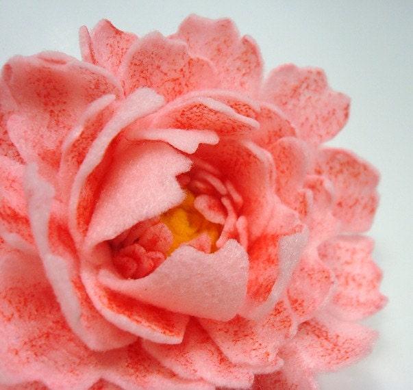 Pink Hair Clip Peony Floral Accessory Felt Flower For Bride, Bridesmaid, Prom, or Wedding