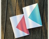 pocket notebook, jotter, mini journal, minimalist pad, triangles, aqua and red