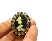 Fairy Brooch, Cameo Brooch, handmade brooch, Swarovski, handmade, beadwork, Victorian Brooch, black, Ivory, pearl. B04