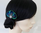 Peacock Feather Hair Clip Bridesmaids Hair Accessory Crystal Turquoise Blue Fascinator Wedding Bridal Accessories 'Tahlia'