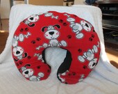 Ready to Ship Red and Black Puppy Dog Fleece Boppy Pillow Cover