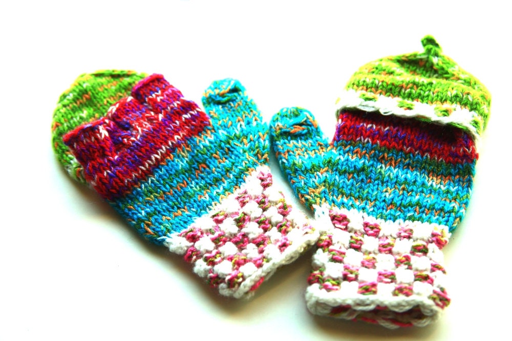 Handmade Wool Winter Kids/Adults Funky Peruvian Colorful Mittens Gloves