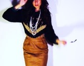 RARE 1980s High Fashion Made in Italy Gothic Preppy Glamour Vintage Mohair Metallic Graphic Colour Blocked Sweater