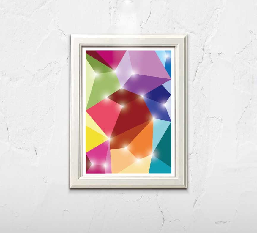 Colored geometric poster, abstract art home decor illustration wall cafe art geometric abstract poster retro art print A4