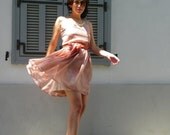 Peach Pink Striped Printed Bridesmaid Dress, Prom Dress, Cocktail Dress, Party Dress, Patel Dress, Chiffon Dress - AtelierCA
