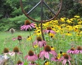 Rusty Peace Sign Garden Sculpture