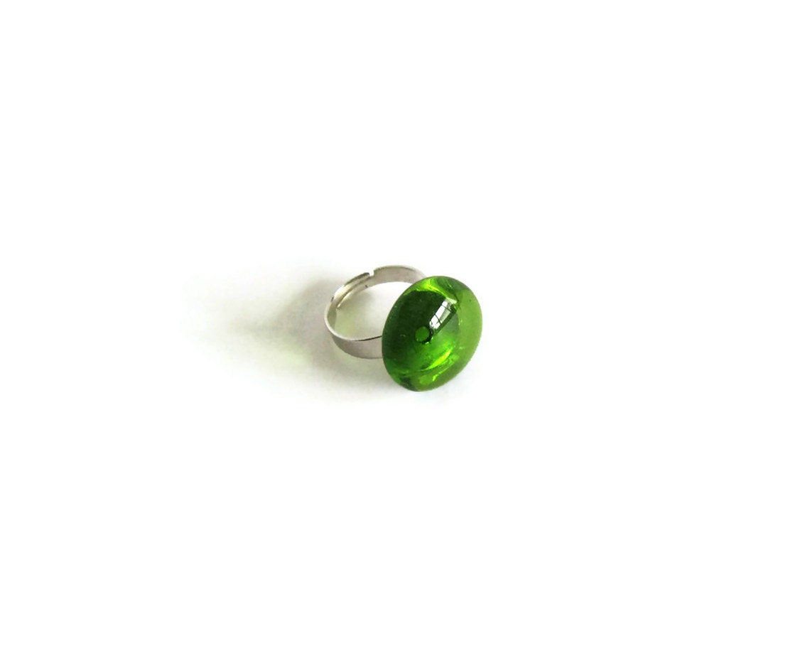 Green Gem Adjustable Ring