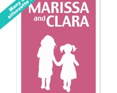 Children's Silhouette prints, Personalized Gifts, Children's Name Art, Nursery Wall Art