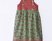 Girls Apron Knot Dress Strawberry Summer Dress 7 8 10 12 14