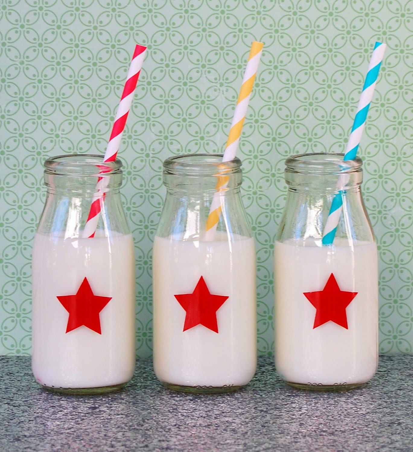 Red Star Milk Bottle - SET of SIX from Mary Had a Little Party